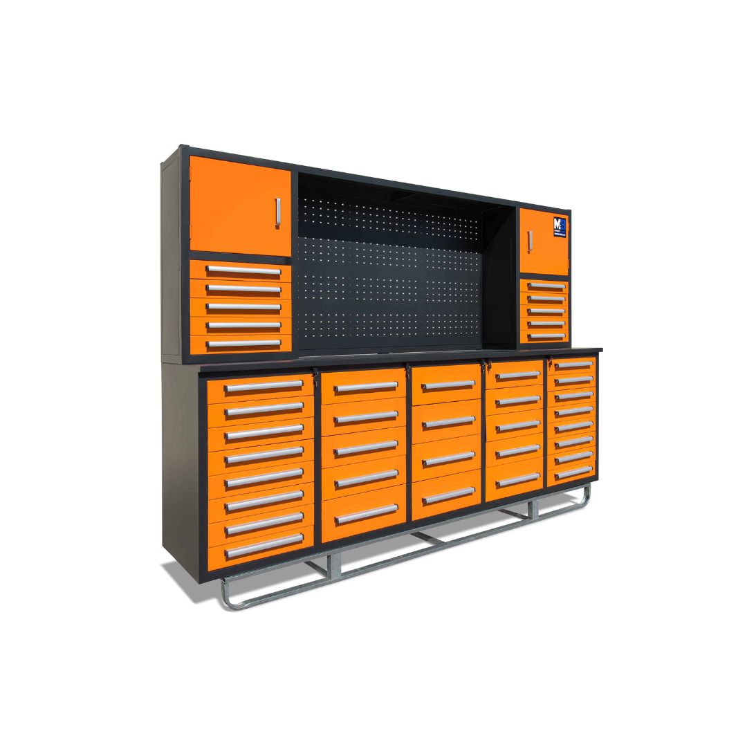 M&B | 10&rsquo; Workbench Cabinet with 40 Drawers - Container Consultants Australia